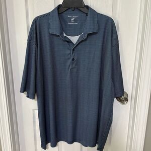 HORN LEGEND GINGHAM POLO SHIRT. PERFORMANCE LUXURY NAVY